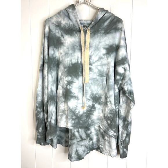 Young Fabulous and Broke Blue Tie Dye Hoodie with Hi/Low Hem Oversized Size Med - Picture 1 of 8